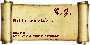 Mitli Gusztáv névjegykártya
